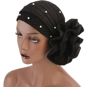 Vrouw Grote Bloem Tulband Moslim Sjaal Cap Haaraccessoires Elastische Doek Haarbanden Hoed Beanie Hat Head Sjaal