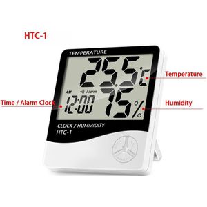 Digitale Lcd Temperatuur Vochtigheid Meter Thuis Indoor Outdoor Elektronische Thermometer Hygrometer Weerstation Met Wekker