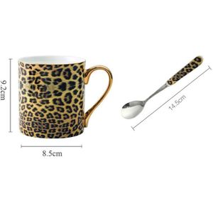 Bone China Mok Luipaard Voor Koffie Creatieve Melk Drinken Of Thee Cup Met Lepel Porselein Keuken Accessoires Luxe Thuis decor