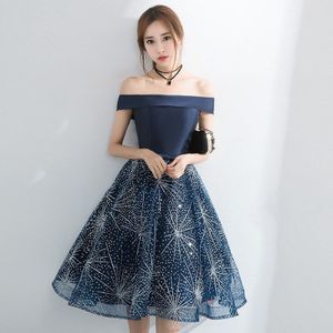 Lace Up Blue Off Shoulder Jurk Chinese Stijl Jurk Wedding Party Dress Prom Gown Vestidos