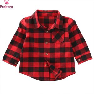 Rode Shirt Voor Baby Jongens Katoenen Shirt Kinderen Lange Mouw Rode Plaid Blouse Baby Jongens Pocket Tops Overhemd Turn down Kraag