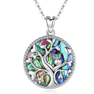 Eudora 925 Sterling Zilveren Boom Van Het Leven Hanger Ketting Parelmoer Wijze Uil Hangers Fijne Sieraden Voor Vrouwen Party D6
