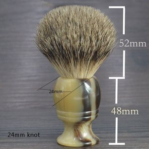 DS 24mm super Dassenhaar knopen Hoorn Scheerkwast Kapper hars handvat voor man Scheren Baard Gezicht Reiniging Borstels