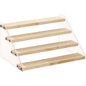 Acryl &amp; Hout Display Stand Rack Display Plank Voor Cijfers Display Stand Voor Make-Up Parfum Organisator Nagellak Display