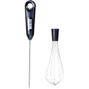 2 in 1 Kitchen Whisk Digital Meat Thermometer Cooking Food Kitchen BBQ Probe Water Milk Oil Liquid Oven Temperaure Cooking Tool
