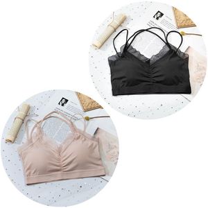 2Pcs Lce Zijde Traceless Mooie Terug Jarretel Beha Sexy Kant Student Meisje Verpakt Beha Ondergoed Vrouwelijke