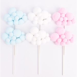 6Pcs Macaron Pastel Cloud Cupcake Toppers Candy Regenboog Eenhoorn Kids Jongen Meisje Verjaardagsfeestje Decoratie Baby Shower Cake Vlag