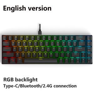 Draadloze Mechanische Toetsenbord Met Bluetooth/2.4Ghz Rgb Backlight Rood/Bruin/Zwart Schakelaar Gaming Toetsenbord Type-C-Usb Voor Ios Mac