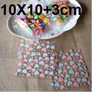 100pcs 10x10cm Roze Blauw Hart Transparante Opp Plastic Zakken voor Candy Cookie Cellofaan Zak Briefpapier Plastic envelop