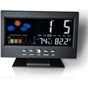 Digitale Thermometer Hygrometer Weerstation Wekker Temperatuur Gauge Kleurrijke Lcd Kalender Backlight Timers Auto