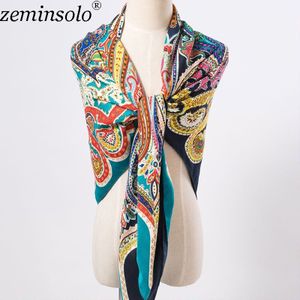 Stijl Luxe Sjaal Bandana Vrouwelijke Gedrukt Grote Vierkante Winter Wrap Sjaal Warme Sjaals Stola Sjaals Voor Vrouwen 120 * 120c