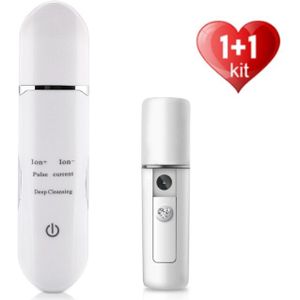 Ems Ultrasone Huid Scrubber + Usb Gezicht Stoomboot Luchtbevochtiger Echografie Gezicht Spatel Peeling Schoonheid Instrument Schop Porie Schoner