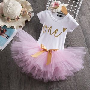 Een Jaar Baby Meisjes Kleding Baby Baby Girl 1 St Birthday Party Outfits Sets Tutu Cake Smash Pasgeboren Meisjes Doop jurken 12M