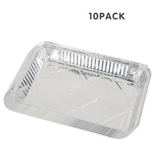 10 Pcs 2200Ml Aluminiumfolie Pannen Trays Diepe Stoom Tafel Pannen Vriezer Grill Voedsel Containers Voor Bbq Roosteren Bakken reheating