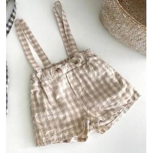 1-4Y Baby Zomer Algehele Baby Meisjes Bloeiers Kleine Jongens Mooie Plaid Riem Overalls Mode Baby Jongens Shorts