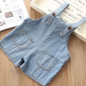 Dfxd Zomer Baby Denim Overalls Broek Mode Peuter Jongens Meisjes Solid Loose Jeans Jarretel Broek Kinderen Bib Broek 1-5T