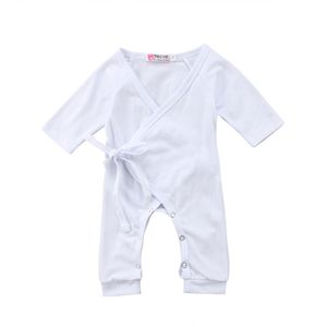 Pasgeboren Baby Baby Jongens Meisjes Angel Wing Effen Romper Jumpsuit Kleding Lange Mouwen Casual Baby Kleding 0-24M