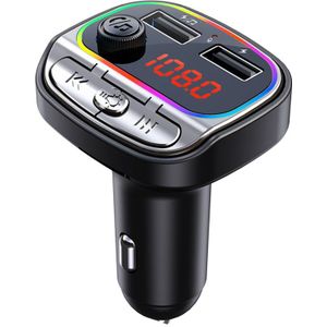 Jajabor Fm-zender Kleurrijke Light Tf Card U Disk Muziek MP3 Speler Usb Car Charger Handsfree Bluetooth-Compatibel 5.0 auto Kit