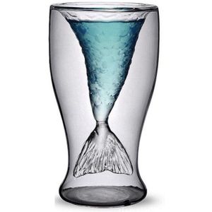 Originaliteit Hoge Boor Silicium Glas Mermaid Cups Transparante Dubbeldeks Rode Wijn Cocktail Glaswerk Bar Persoonlijkheid Glazen Mokken