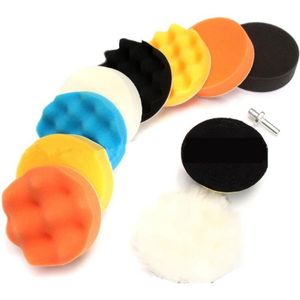 11Pcs 3Inch Auto Polijstschijf Zelfklevende Spons Wol Wiel Polijsten Pad