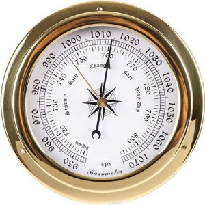 1pcs Messing Case Weerstation Barometer Temperatuur Hygrometer en Klok Tid 145mm 1-6 model te kiezen B91456