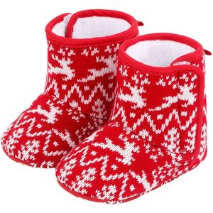 0-18M Baby Kerst Laarzen Sneeuwvlok Santa Winter Dikke Warme Slippers Anti-Slip Pasgeboren Booties