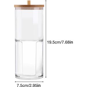 Acryl Transparante Organisator Bamboe Deksel Wattenstaafje Opbergdoos Wattenschijfje Opbergdoos Badkamer/Reizen Cosmetische Box