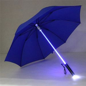 Plastic Rode Vissen Regen Transparant Led Paraplu Mannen Vrouwen Knipperlicht Houder Roller Waterdicht Winddicht Night Paraplu