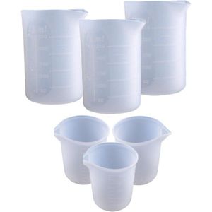 Siliconen Maatbekers, 6 Stuks 250Ml/100Ml Anti-aanbak Herbruikbare Siliconen Mengbekers Duurzaam Schoon Voor Epoxyhars