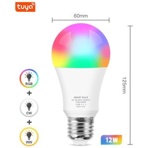 Tuya Smart Light Wifi E27 Led Lamp 12W 15W Kleur Veranderende Lamp Rgb + Wit + Warm Wit app Voice Control Bedienen Google Home /Alexa