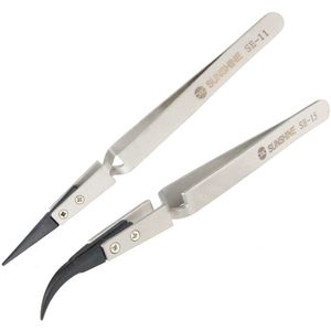 SE-11 SE-15 Anti-Statische Precisie Pincet Gebogen/Straight Tip Rvs ESD Tweezer Elektronica Reparatie Kan Vervangen Hoofd