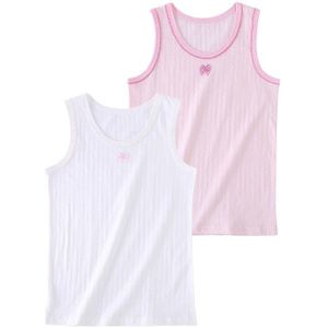 2 Stuks/partij Kinderen Jongens Meisjes Kleding Mouwloze Katoen Effen Boog Vesten Tees Kids Jongens Meisjes Tank Top Hemdjes