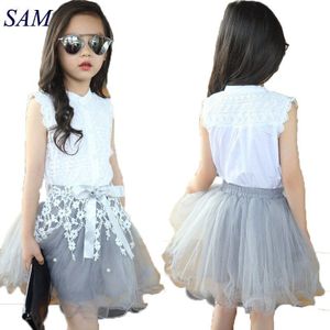 Meisjes Kleding Sets Zomer Katoenen Kant T-Shirts + Bloemen Tutu Rok 2 Stuks Suits Meisjes Kleding Sets Mode prinses Kids Outfits