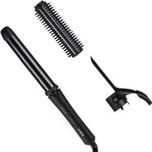 Verwisselbare Borstel & Clip Super Hard Titanium Coated Verwarming Plaat Dual Voltage 3 In 1 Ionic Hair Styler Haar Krultang