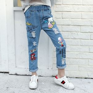 2-14Y Tiener Kinderen Meisjes Jeans Opgewarmd Mode Elastische Taille Broek Kinderen Skinny Jeans voor Meisjes Broek Kids Kleding