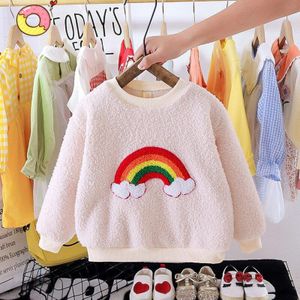 Baby Meisjes Rainbow Lange Mouwen Sweatshirts Winter Fall Warme Kinderen Kleding Verkoop Kwastje Katoen Tops Sweatshirt