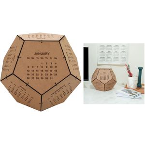Handgemaakte 3D Houten Art Kalender Diy Kit Maand Datum Display Kantoor Thuis Desktop Handwerk Decoratie