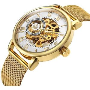 ORKINA Mannen Horloges Mechanische Hand Wind Luxe Top Horloge Skeleton Rvs Armband Mesh Band Mannelijke Klok