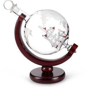 Geëtst Globe Decanter Met Gegraveerde Bal Glas Voor Liquor Whiskey Bourbon Vj