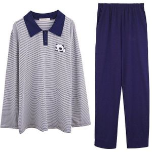 Herfst Lange Mouwen Revers Man Pyjama Sets Katoen Streep Pyjama Mannen Casual Nachtkleding Homewear Plus Size Xxl Liefhebbers Pijama