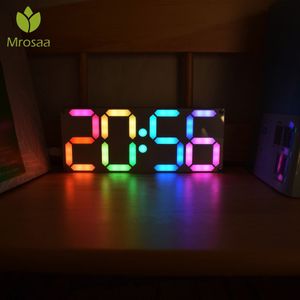 Best verkopende Groot Formaat Rainbow Kleurrijke Digitale Buis DS3231 Klok DIY Kit Tijd Datum Alarm Tafel Desktop Klokken LED Display