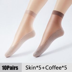 10 Paar Veel Fluwelen Zijde Womens Sokken Katoen Bodem Zacht Antislip Zool Massage Wicking Antislip zomer Dunne Zijden Sokken