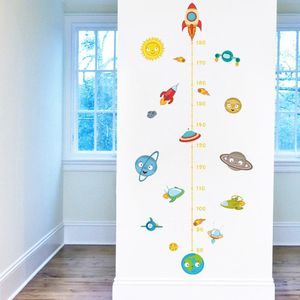 Cartoon Muurstickers Home Decoratie Groei Kaart Baby Hoogte Schaal Behang Planeet Ruimte Pvc Verwijderbare Sticker