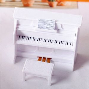 1/12 Dollhouse Mini Plastic Piano Met Kruk Muziekinstrument Model Voor Poppenhuis Accessoires Decor 3Pcs Miniatuur Piano Set