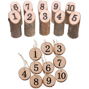 1-10 Houten Tafel Nummers & 1-10 Numbers Houten Opknoping Tafel Kaarten Plaats Houder Table Number Figuur kaart Digitale Seat