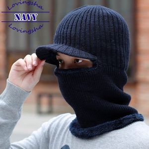 LOVINGSHA Bivakmuts Mannen Gebreide Muts Sjaal Cap Halswarmer Masker Winter Hoeden Voor Vrouwen Skullies Mutsen Warm Fleece cap HT088