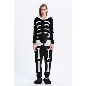 Skelet Gewaden Jumpsuit Nachtkleding Cosplay Kostuum Halloween Vermomming Duivel Sleep Homewear Kleding Met Hoed