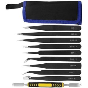 Draagbare Precisie Pincet Set Premium Anti-Statische Rvs Esd Pincet Kit Voor Elektronica Sodlering Sieraden 85WC