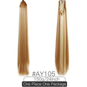 Aiyee 24Inch Rechte Lange Clip In Hair Extensions Blond Zwart Little Pony Staart Hoge Temperatuur Fiber Synthetisch Haar Klauw