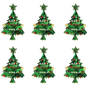 6 Pack Kerstboom Servetringen, Servet Houder Voor Wedding Christmas Party Diner Tafel Decor Groene Kerstboom